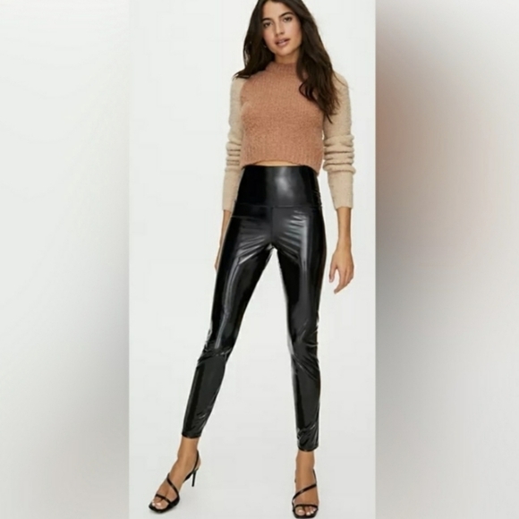 ARITZIA Wilfred free Daria faux leather leggings pants xs black - Picture 2 of 11